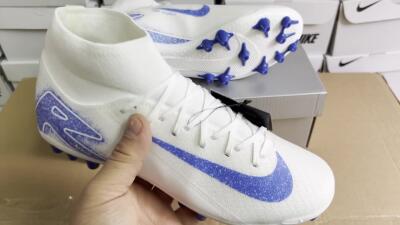 Nike Air Zoom Mercurial Superfly 10 Elite AG High-Tops Soccer Cleats - Beige/White/Blue