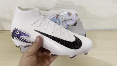 Nike Air Zoom Mercurial Superfly 10 Elite FG High-Tops Soccer Cleats - White/Black/Blue