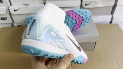 Nike Air Zoom Mercurial Superfly 10 Elite TF High-Tops Soccer Shoes - White/Purple/Blue