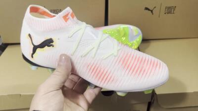 Puma Future 8 Ultimate FG Low-Tops Soccer Cleats - White/Red/Yellow