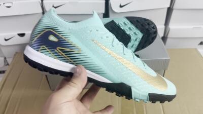 Nike Air Zoom Mercurial Vapor 16 Elite TF Low-Tops Soccer Shoes - Jade/Gold/Blue