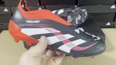 Adidas Predator Laceless Elite 25 FG Low-Tops Soccer Cleats - Black/White/Red