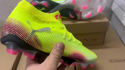 Puma Future 8 Ultimate FG Low-Tops Soccer Cleats - Yellow/Pink/Black