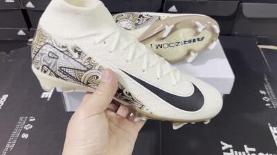 Nike Air Zoom Mercurial Superfly 10 Elite FG High-Tops Soccer Cleats - Beige/Black/Yellow