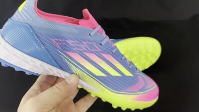 Adidas F50 Pro TF Low-Tops Soccer Shoes - Blue/Yellow/Pink