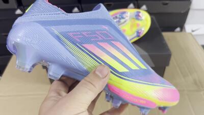 Adidas F50+ Elite Laceless FG Low-Tops Soccer Cleats - Blue/Yellow/Pink
