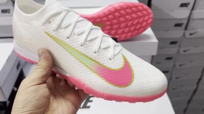 Nike Air Zoom Mercurial Vapor 16 Elite TF Low-Tops Soccer Shoes - White/Pink/Gold