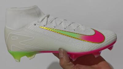 Nike Air Zoom Mercurial Superfly 10 Elite FG High-Tops Soccer Cleats - White/Gold/Pink/Yellow