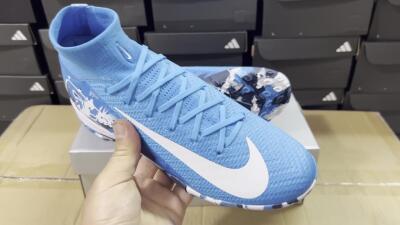 Nike Air Zoom Mercurial Superfly 10 Elite TF High-Tops Soccer Shoes - Blue/White