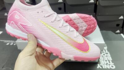 Nike Air Zoom Mercurial Vapor 16 Elite TF Low-Tops Soccer Shoes - Pink/Gold/White