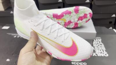 Nike Air Zoom Mercurial Superfly 10 Elite TF High-Tops Soccer Shoes - White/Red/Gold