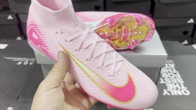 Nike Air Zoom Mercurial Superfly 10 Elite FG High-Tops Soccer Cleats - White/Red/Gold