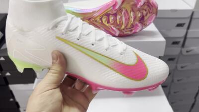 Nike Air Zoom Mercurial Superfly 10 Elite FG High-Tops Soccer Cleats - White/Red/Gold