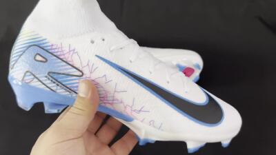 Nike Air Zoom Mercurial Superfly 10 Elite FG High-Tops Soccer Cleats - White/Blue/Black