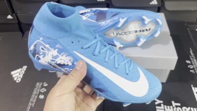 Nike Air Zoom Mercurial Superfly 10 Elite FG High-Tops Soccer Cleats - Blue/White