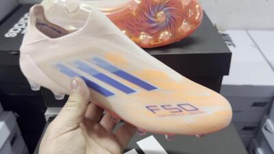 Adidas F50 Elite Laceless FG Low-Tops Soccer Cleats - Pink/Blue/Gold