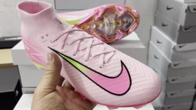Nike Air Zoom Mercurial Superfly 10 Elite FG High-Tops Soccer Cleats - Pink/White/Yellow
