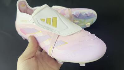 Adidas Predator 25 Elite Foldover Tongue FG Low-Tops Soccer Cleats - Pink/Purple/Gold