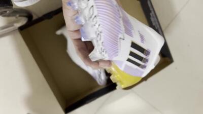 Adidas F50 Elite Laceless FG Low-Tops Soccer Cleats - White/Purple/Gold