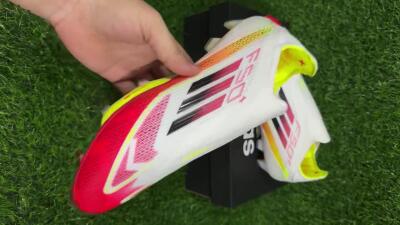 Adidas F50+ Elite Lightstrike Pro Laceless FG Low-Tops Soccer Cleats - White/Red/Yellow
