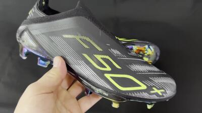 Adidas F50+ Lightstrike Pro Laceless FG Low-Tops Soccer Cleats - Black/Silver/Yellow
