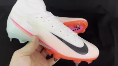 Nike Air Zoom Mercurial Superfly 10 Elite SG High-Tops Soccer Cleats - White/Jade/Pink