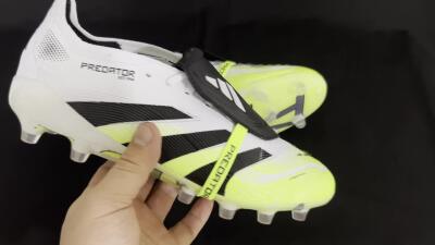 Adidas Predator 25 Elite Foldover Tongue FG Low-Tops Soccer Cleats - White/Black/Yellow