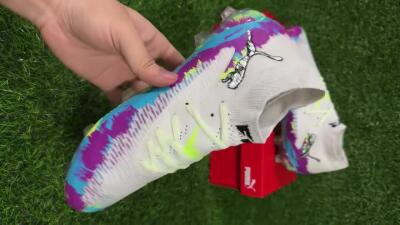 Puma Future 8 Ultimate FG Low-Tops Soccer Cleats - White/Purple/Yellow/Blue