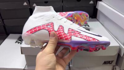 Nike Air Zoom Mercurial Superfly 9 Elite FG High-Tops Soccer Cleats - White/Red