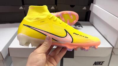 Nike Air Zoom Mercurial Superfly 9 Elite FG High-Tops Soccer Cleats - Yellow/Pink