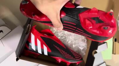 Adidas Predator Edge Geometric+ FG High-Tops Soccer Cleats - Red/Black/White