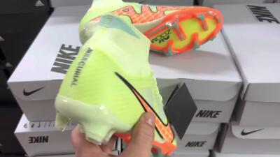 Nike Air Zoom Mercurial Superfly 9 Elite FG High-Tops Soccer Cleats - Green/Orange