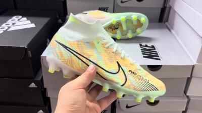 Nike Air Zoom Mercurial Superfly 9 Elite AG High-Tops Soccer Cleats - White/Green/Orange