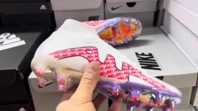 Nike Air Zoom Mercurial Superfly 9 Elite AG High-Tops Soccer Cleats - White/Pink