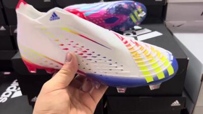 Adidas Predator FIFA World Cup Qatar 2022 Edge+ FG High-Tops Soccer Cleats - White/Red/Blue