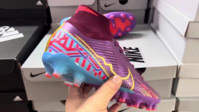 Nike Air Zoom Mercurial Superfly 9 Elite AG High-Tops Soccer Cleats - Red/Gold/Blue