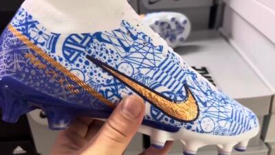 Nike Air Zoom Mercurial Superfly 9 Elite AG High-Tops Soccer Cleats - Blue/White