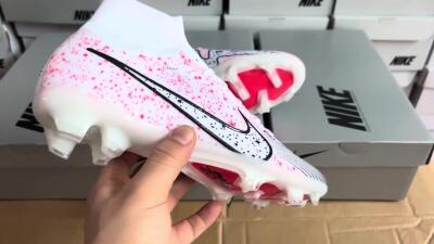 Nike Air Zoom Mercurial Superfly 9 Elite FG High-Tops Soccer Cleats - White/Pink/Black