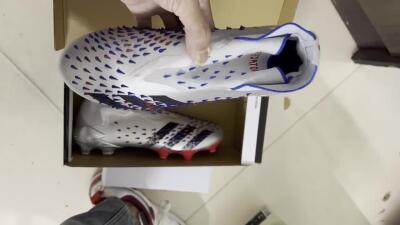 Adidas Predator Freak+ FG High-Tops Soccer Cleats - Silver/Black/Blue/Red