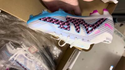 Nike Air Zoom Mercurial Vapor 15 Elite FG Low-Tops Soccer Cleats - White/Blue/Black/Pink