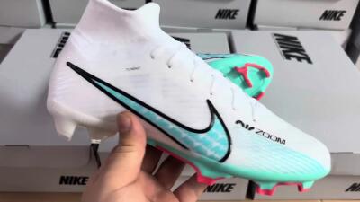 Nike Air Zoom Mercurial Superfly 9 Elite FG High-Tops Soccer Cleats - White/Blue/Black