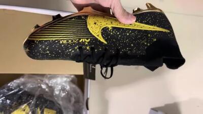 Nike Air Zoom Mercurial Superfly 9 Elite FG High-Tops Soccer Cleats - White/Gold/Silver