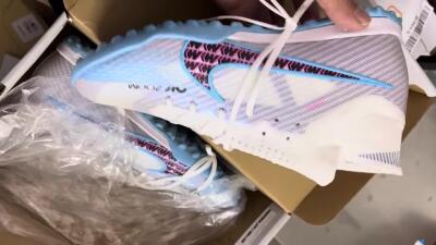 Nike Air Zoom Mercurial Superfly 9 Elite TF High-Tops Soccer Shoes - White/Blue/Pink