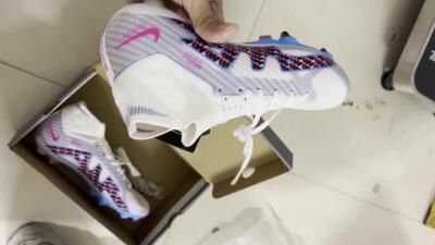 Nike Air Zoom Mercurial Superfly 9 Elite SG High-Tops Soccer Cleats - White/Blue/Pink