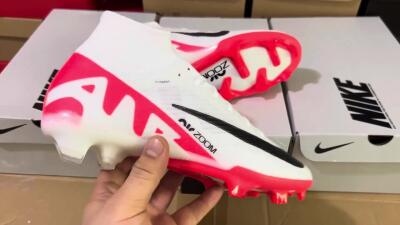 Nike Air Zoom Mercurial Superfly 9 Elite FG High-Tops Soccer Cleats - White/Black/Red