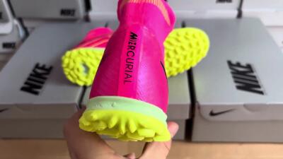 Nike Air Zoom Mercurial Superfly 9 Elite TF High-Tops Soccer Shoes - Pink/Green/Black