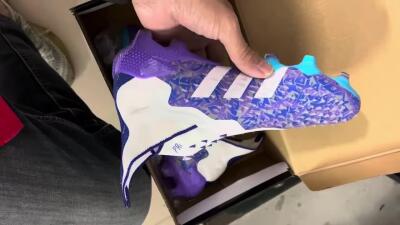 Adidas Predator Freak+ FG High-Tops Soccer Cleats - White/Purple/Blue