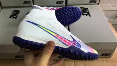 Nike Air Zoom Mercurial Superfly 9 Elite TF High-Tops Soccer Shoes - White/Blue/Pink