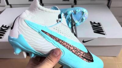 Nike Phantom GX Elite FG High-Tops Soccer Cleats - Blue/White/Brown/Black