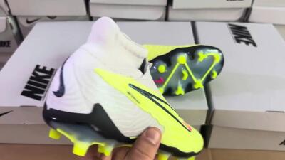 Nike Phantom GX Elite FG High-Tops Soccer Cleats - Grey/Green/Pink